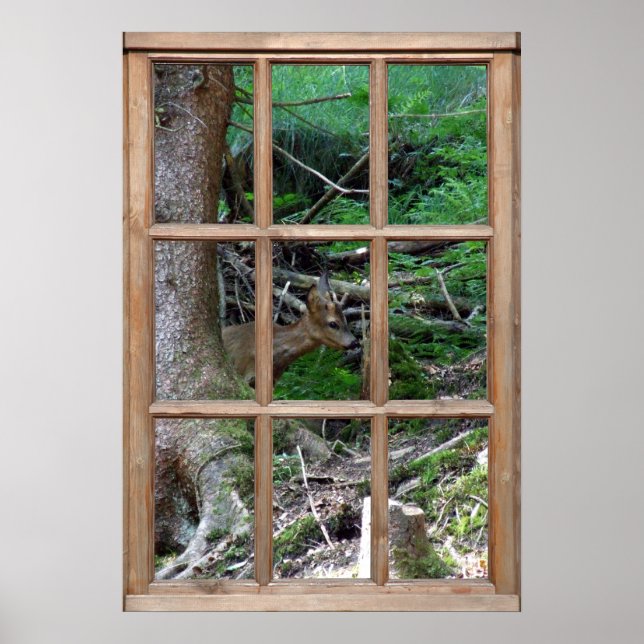 Skogsvy från ett fönster poster (Framsidan)