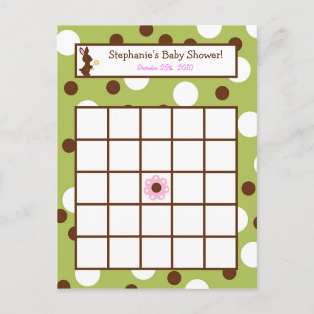 Skogvänner Bunny med skrivbart Bingo Card Inbjudan Vykort (Framsida)