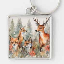 Skogvissnare Fyrkantig Silverfärgad Nyckelring