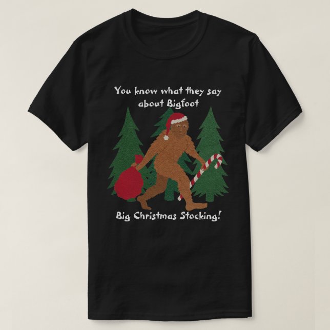 Skojar den Santa en Squatch julen den roliga stora Tee (Design framsida)