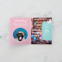 Skojja Birthday Inbjudan, Unicorn Kärlek, anpassni