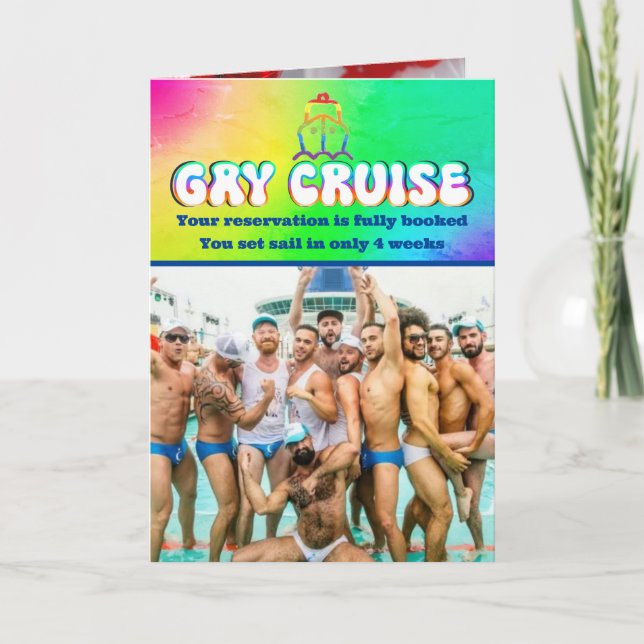 Skojja Gay Cruise Birthday, Anpassningsbar Makefot Kort (Framsida)