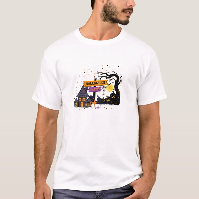 skokdesign manar helloween-vistelse t shirt (Framsida)