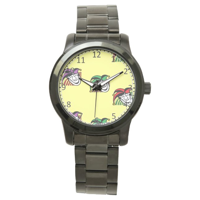 Skokerfärgade hattar mönster gult armbandsur (Framsida)