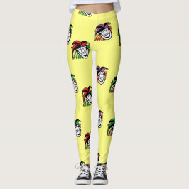 Skokerfärgade hattar mönster gult leggings