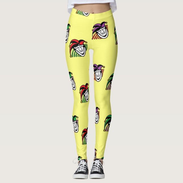 Skokerfärgade hattar mönster gult leggings (Framsida)