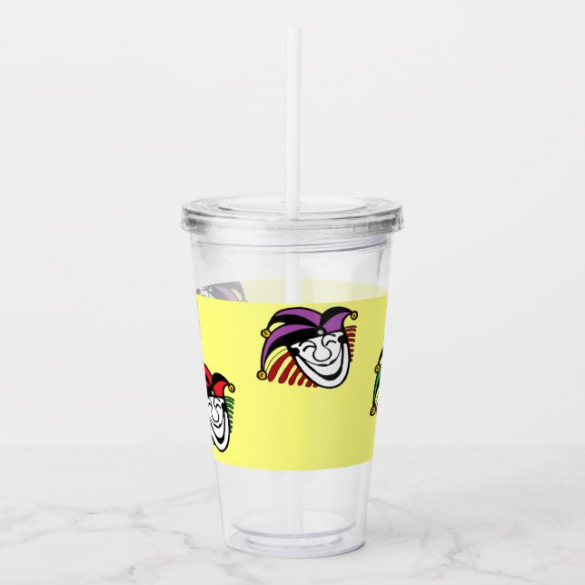 Skokerfärgade hattar mönster gult take away mugg (Framsida)