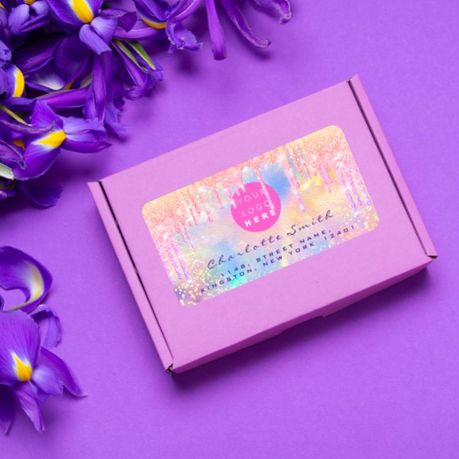 Skol Etikett Holografisk Enhörning Webbutik Logoty Adressetikett (Skapare uppladdad)