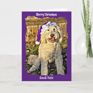 SKOL Golden doodle Hund jul Yule-Helgdag Helgkort