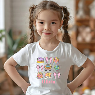 Skol rosa slingor skolmaterial anpassat namn t shirt