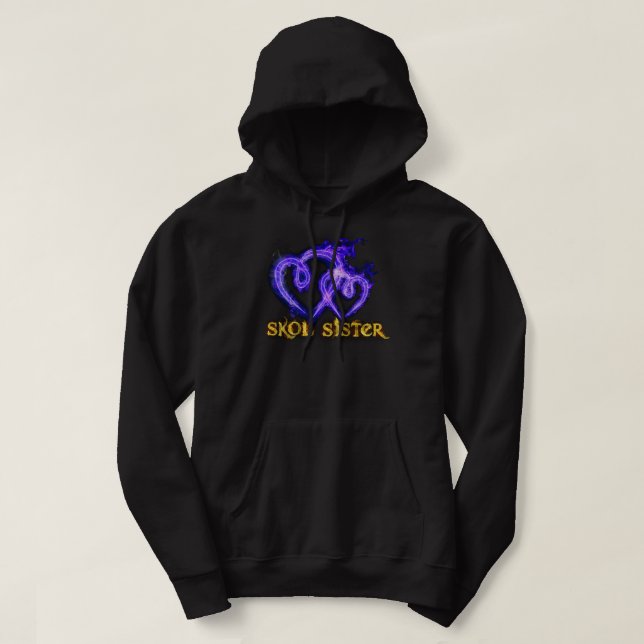 Skol Sister Flaming Hearts Hoodie (Design framsida)
