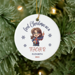 Skola 1:a julläraren Cute Gift Namn Julgransprydnad Keramik
