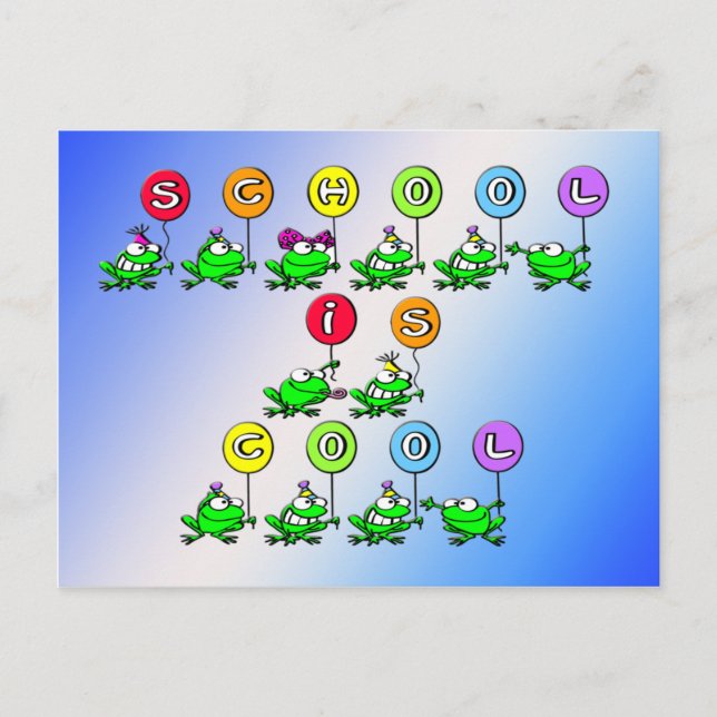 Skola är Coola - Frogs Vykort (Framsida)