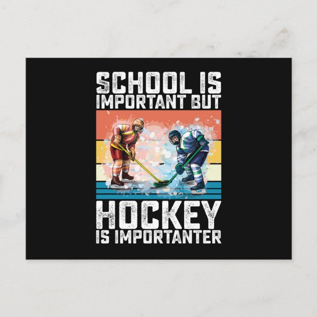 Skola är viktigt men hockey är Viktigare Vykort (Framsida)