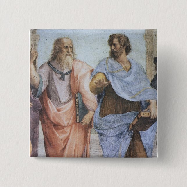 Skola av Athens (specificera - Plato & Aristotle), Knapp (Framsida)