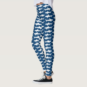 Skola av hajar blått och vithav leggings