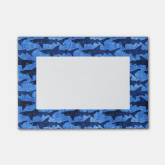 Skola av hajblåttmönster post-it block