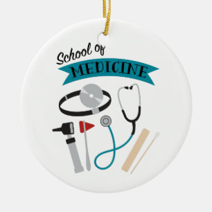 Skola av medicin julgransprydnad keramik