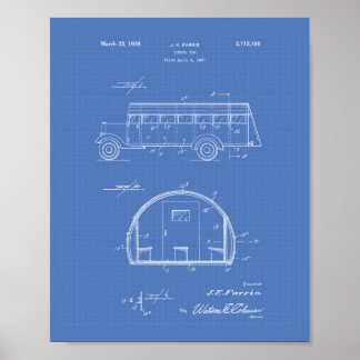 Skola Buss 1937 Patent Art Blueprint Poster