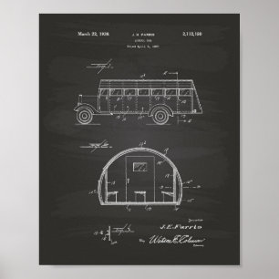 Skola Buss 1937 Patent Art Chalkboard Poster