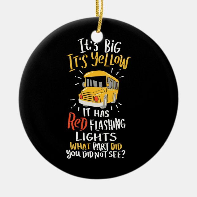Skola Buss är stor och Gult Julgransprydnad Keramik (Framsidan)