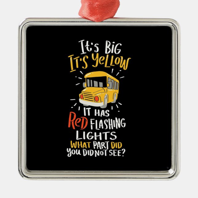 Skola Buss är stor och Gult Julgransprydnad Metall (Framsidan)