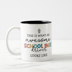 Skola Buss Driver Apprecition Funny Gift Två-Tonad Mugg