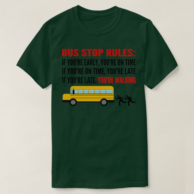 Skola buss driver buss stopp regler t shirt (Design framsida)