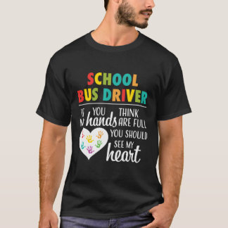 Skola Buss Driver Cute Heart-uppskattningsgåva Hoo T Shirt