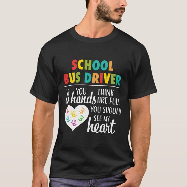 Skola Buss Driver Cute Heart-uppskattningsgåva Hoo T Shirt (Framsida)