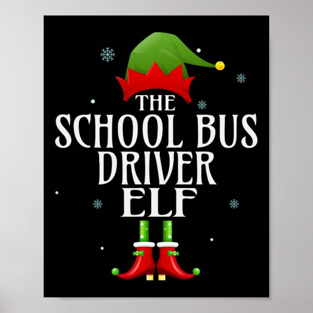 Skola Buss Driver Elf Julafton Matching Family Gro Poster (Framsidan)