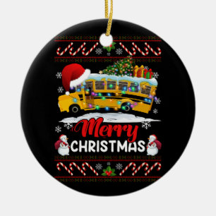 Skola Buss Driver God jul Ljus Julafton ugly Julgransprydnad Keramik