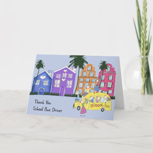 Skola Buss-drivrutin - tackkort Helgkort (Framsida)