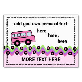 Skola Buss Hjul Rosa Party Bordsnummer