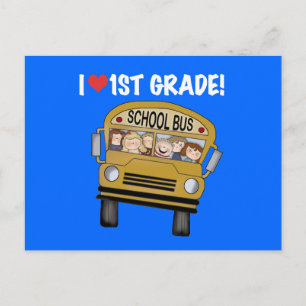 Skola Buss I Kärlek 1:a Klass Tshirts och presente Vykort