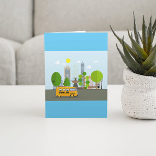 Skola Buss i staden Kort