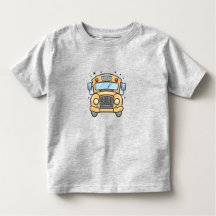 Skola Buss i Tecknad Stil Fullt Front Design T Shirt