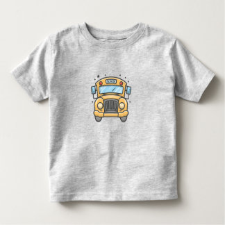 Skola Buss i Tecknad Stil Fullt Front Design T Shirt