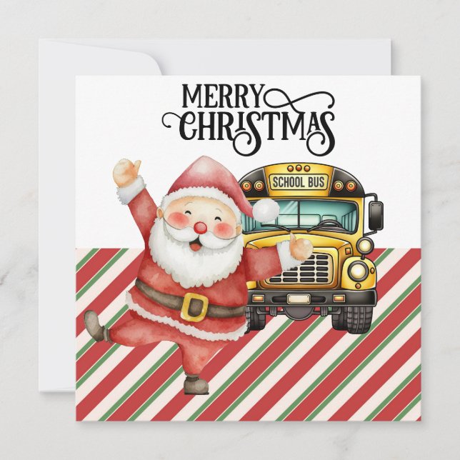Skola Buss jul för chaufför Julkort (Framsida)