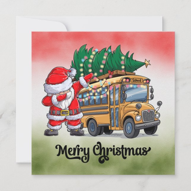 Skola Buss jul för chaufför Julkort (Framsida)