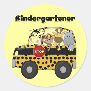 Skola Buss Kindergartner Tshirts och presenter Runt Klistermärke