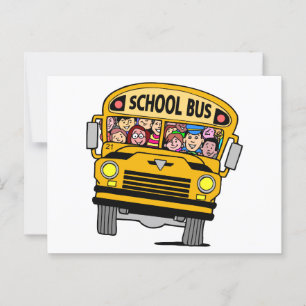 Skola buss med barn i back to school vykort