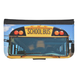 Skola Buss med gul och röd Ljus Galaxy S4 Plånbok