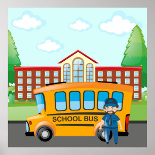 Skola Buss och förare Poster