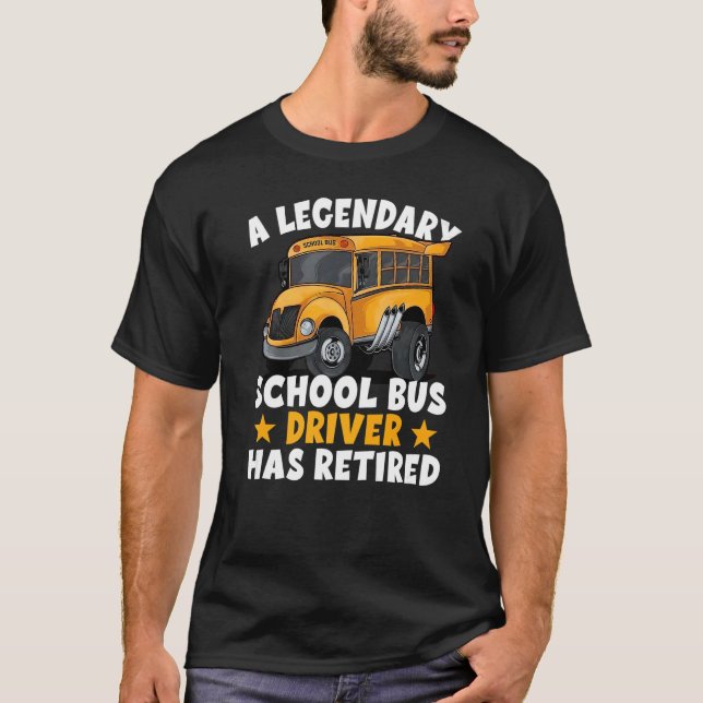 Skola Buss Pension Gift Retrött School Buss Driv T Shirt (Framsida)