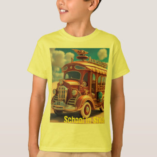 Skola Buss Skriv ut T-Shirt - Upptäck deras dag!"