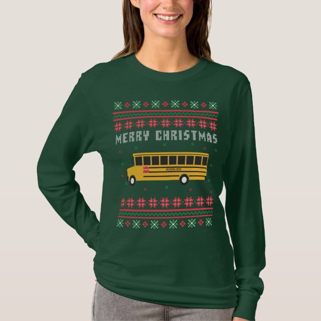 Skola Buss Ugly jul Sweater Tröja (Framsida)