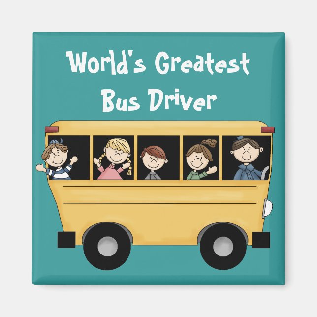 Skola Buss ~ Världsmästare Buss Driver 2 Magnet (Framsidan)