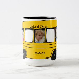 Skola dagskolbussfotoet Två-Tonad mugg