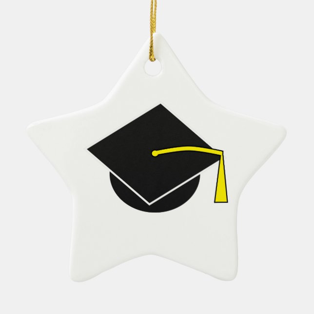 Skola/den högskola-/universitetenstudentmössan julgransprydnad keramik (Framsidan)